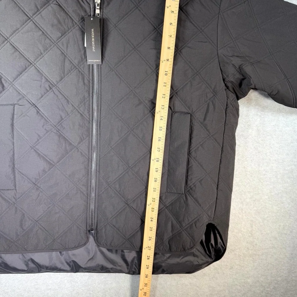 Banana Republic Quilted Jacket Mens Large Black Oversized Nylon Full Zip Pockets